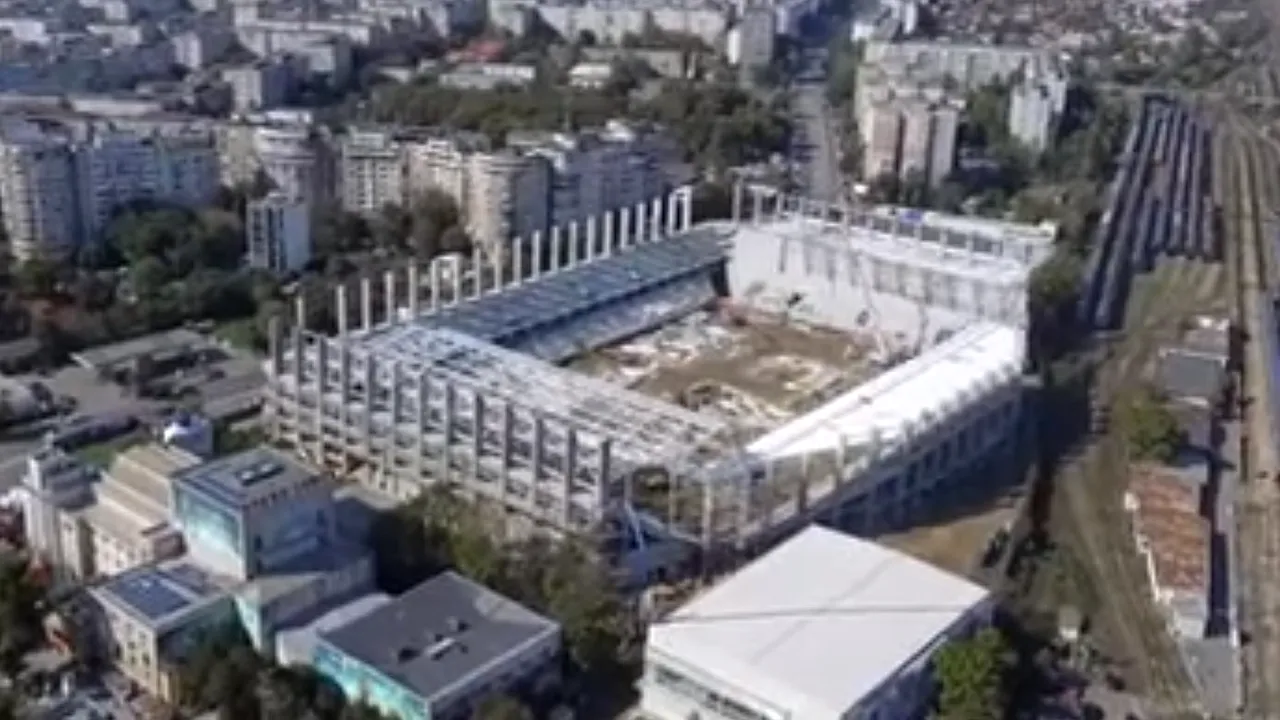 Stadionul din Giulești arată din ce în ce mai bine! Imagini fabuloase, realizate din dronă, cu noua arenă pe care va juca formația alb-vișinie | VIDEO