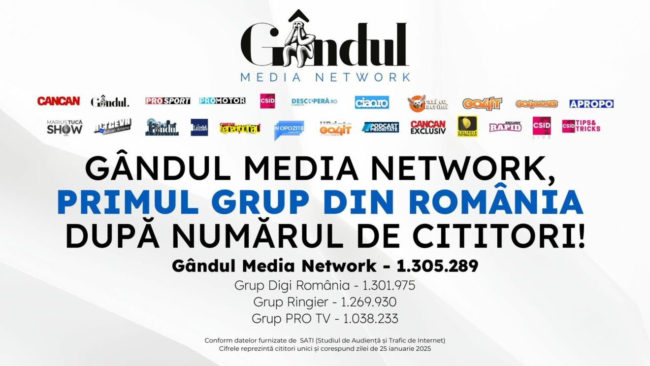 Gândul Media Network, cel mai citit grup de presă din România!