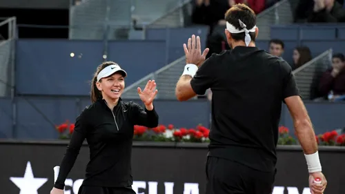 Show total la turneul caritabil jucat de Simona la Madrid. Halep a avut un partener celebru la dublu-mixt și a făcut-o pe Azarenka să își pună mâinile în cap | FOTO și VIDEO