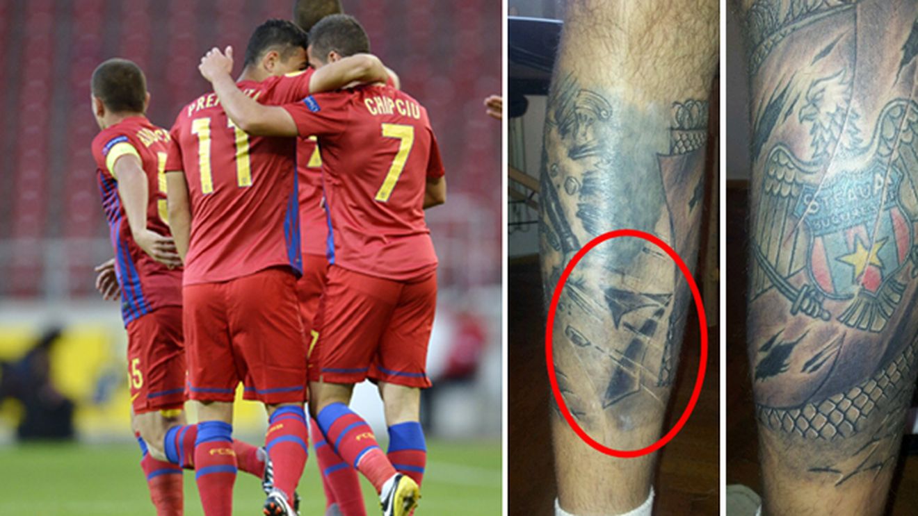 FOTO GENIAL!** Îl iubește pe Lăcătuș, cântă hip-hop și e NEBUN după Steaua! Vedeta din România care și-a tatuat emblema Stelei și numărul "7":