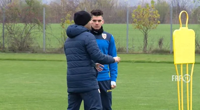 Ianis Hagi, primul antrenament sub comanda lui Adrian Mutu, la naționala de tineret! Imagini inedite cu cei doi | VIDEO