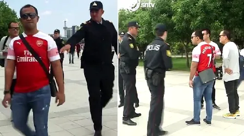 Dus la extrem. VIDEO | Un fan al lui Arsenal, care purta tricoul lui Mkhitaryan, oprit de poliție la Baku