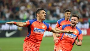 Spectacol pe Arena Națională! FCSB a umilit-o pe Dinamo în prima repriză: Keșeru, gol senzațional la revenire. Octavian Popescu, Paulo Vinicius și Andrei Cordea au înscris și ei