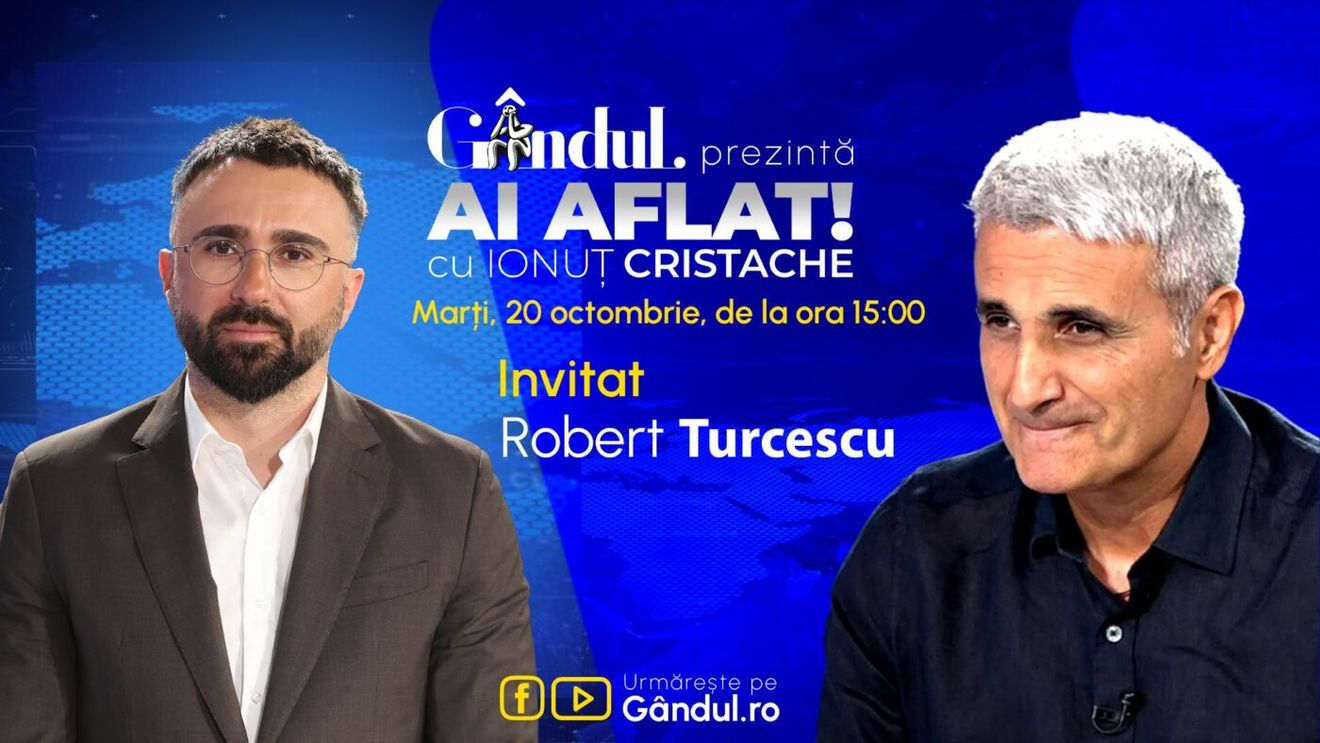„Ai Aflat! cu Ionuț Cristache” începe marți, 20 octombrie, de la ora 15.00, live pe Gândul. Invitat: Robert Turcescu
