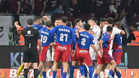Scandal între jucători la CSA Steaua - Rapid, în minutele de prelungire! S-a lăsat cu amenințări grele: „Ne vedem după!”. Ploaie de scaune aruncate din peluză