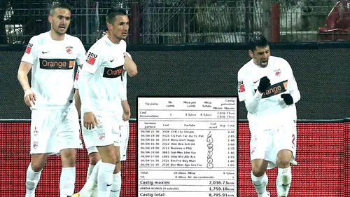 Golul lui Dănciulescu a ÎMBOGĂ‚ȚIT un parior din România! A strâns cotă 738 din 9 meciuri și a urmărit CFR - Dinamo la puls 200! Biletul câștigător: