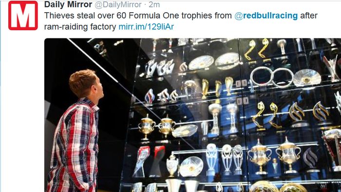 I-au lăsat fără istorie: 60 de trofee furate  din fabrica Red Bull F1 Racing cu un 4X4 argintiu. Horner anunță măsuri care vor afecta fanii echipei