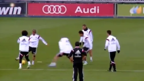 Fază superbă la antrenamentul Realului. VIDEO | Pepe și Varane au amețit încercând să recupereze mingea