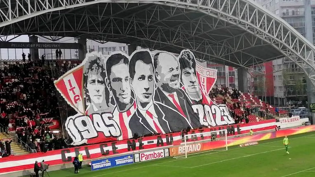 „Cei care ne-au dat nume”! Coregrafia galeriei celor de la UTA în meciul cu FC U Craiova