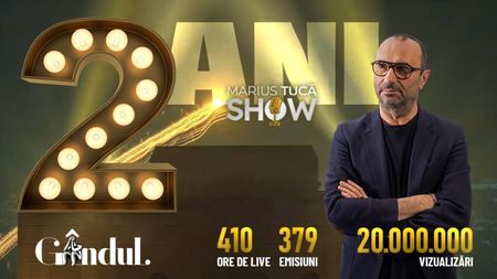 Marius Tucă Show aniversează 2 ani de EXCELENȚĂ la Gândul.ro. Sute de emisiuni fabuloase, invitați de marcă, zeci de milioane de vizualizări!
