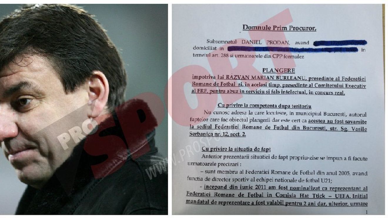 EXCLUSIV - Plângerea penală a lui Daniel Prodan: "Am luat cunoștință de situația de fapt ce va fi expusă din materialele apărute în presă"
