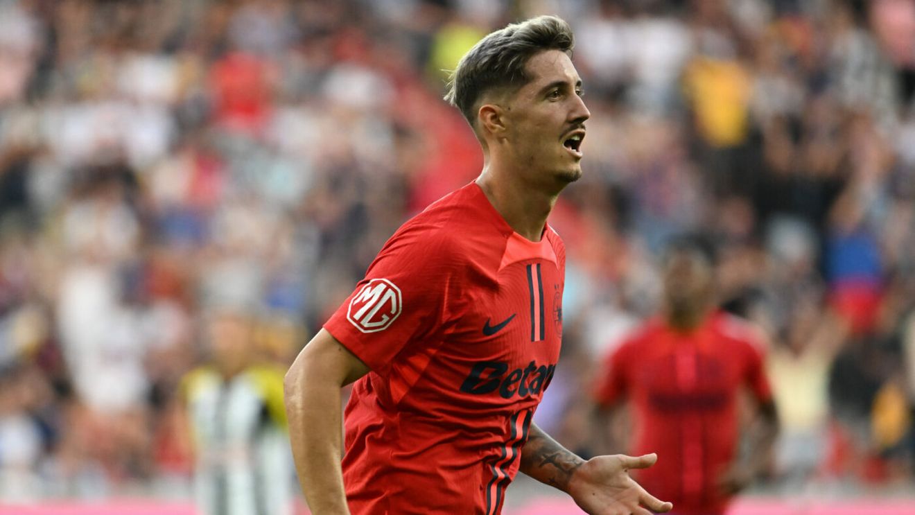 Scandal imens în Rangers - FCSB! Fază controversată în minutul 2: Miculescu i-a luat mingea portarului lui Rangers și a marcat, dar arbitrul italian a fluierat fault. De ce nu a putut fi verificată decizia la VAR