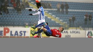 CSMS Iași - Pandurii 1-0. Eroarea lui Marius Avram a decis meciul: penalty acordat pentru un fault în afara careului