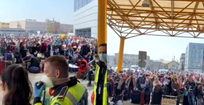 Imagini revoltătoare pe aeroportul din Cluj! Mii de români așteaptă să plece la muncă în Germania, în ciuda stării de urgență