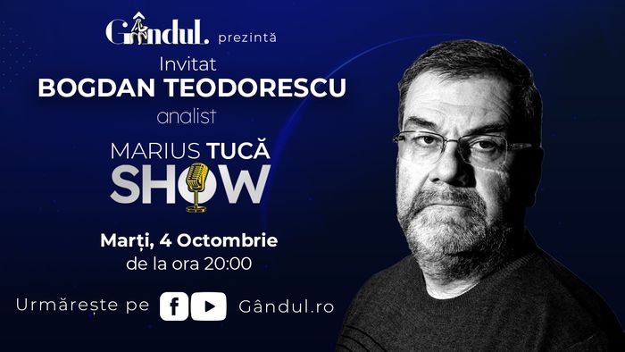 Marius Tucă Show începe marți, 4 octombrie, de la ora 20.00, live pe gândul.ro