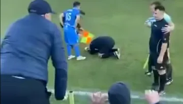 Fotbalistul-bătăuș din Liga 4 Bistrița-Năsăud, reținut de poliție! Caz penal pentru lovire sau alte violențe, după ce l-a pus la pământ pe arbitru