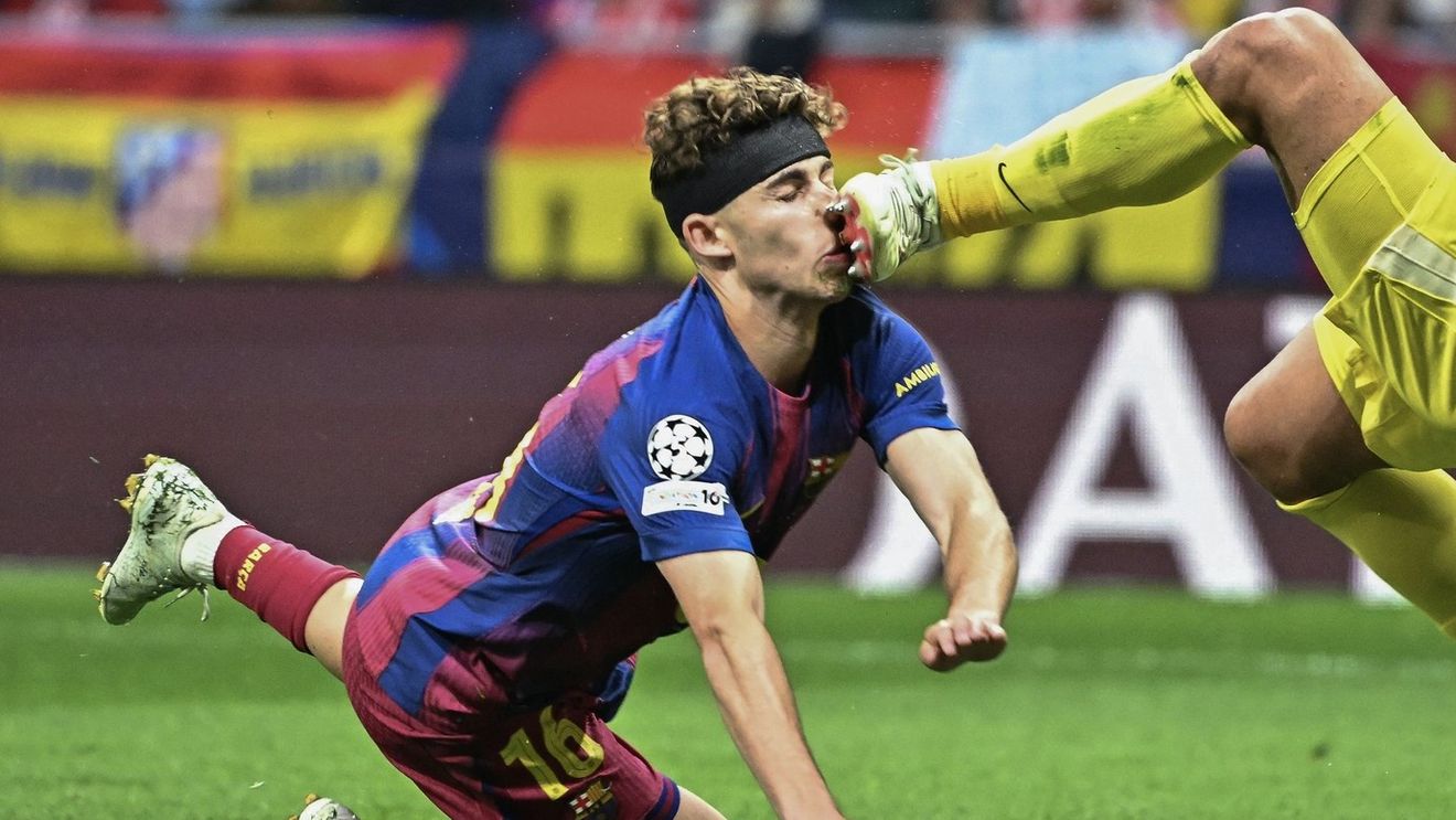 Fază controversată! Fermin Lopez, umplut de sânge de Musso în Atletico Madrid - FC Barcelona, dar arbitrul n-a dat penalty