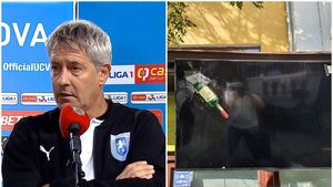 Suporterii Universității Craiova, răspuns genial după ce Cristiano Bergodi a răbufnit că nu trec peste ratarea calificării din Georgia | FOTO