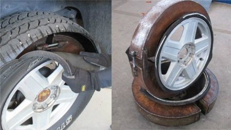 Ce mai poți ascunde într-un SUV! FOTO | Descoperirea făcută de vameși când au tăiat cauciucurile acestei mașini