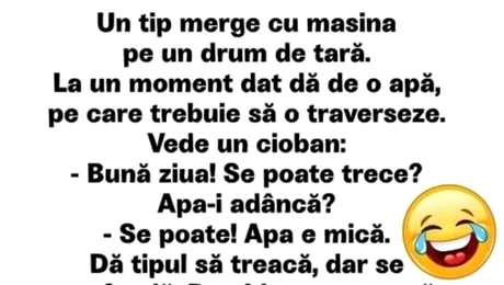 Bancul de marți | Un tip merge cu mașina pe un drum de țară