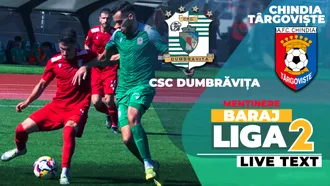Chindia câștigă dintr-un penalty contra CSC Dumbrăvița, în manșa tur a barajului de evitare a retrogradării din Liga 2. Timișenii puteau primi și ei un penalty și au terminat jocul cu om eliminat
