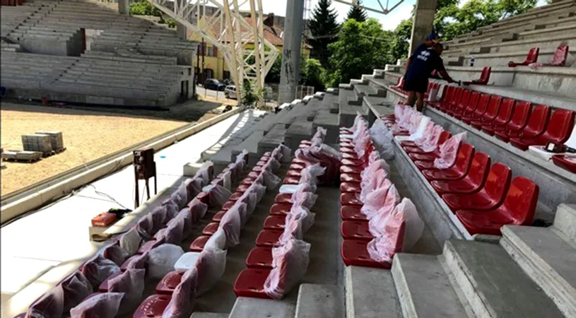VIDEO | La noul stadion din Arad au început lucrările de montare a scaunelor: 