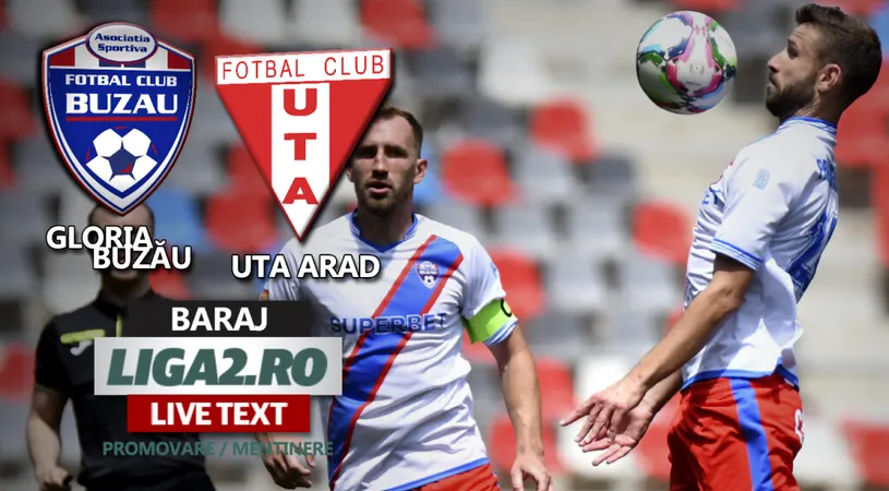 Gloria Buzău, egală cu UTA după manșa tur a barajului de promovare/menținere în SuperLigă. Echipa lui Mihalcea a avut un gol anulat în prima repriză
