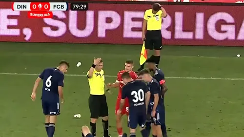 Jandarmeria, răspuns oficial după ce arbitrul asistent a fost lovit în cap cu un pahar în cap la Dinamo - FC Botoșani! Ce se întâmplă cu fanul „câinilor” care a aruncat obiectul în suprafața de joc