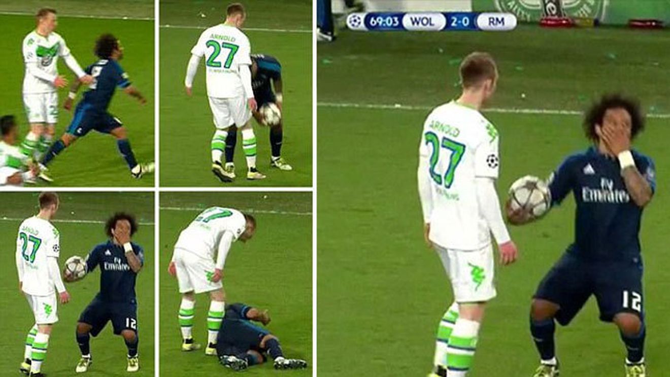 Marcelo și una din cele mai PENIBILE simulări din istoria Champions League! Cum a "scos" un galben pentru adversar, deși l-a lovit de două ori