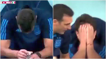 Lionel Messi și-a făcut idolul să plângă! Tensiune mare pe banca Argentinei în meciul cu Mexic: nici selecționerul Lionel Scaloni nu s-a putut abține | FOTO
