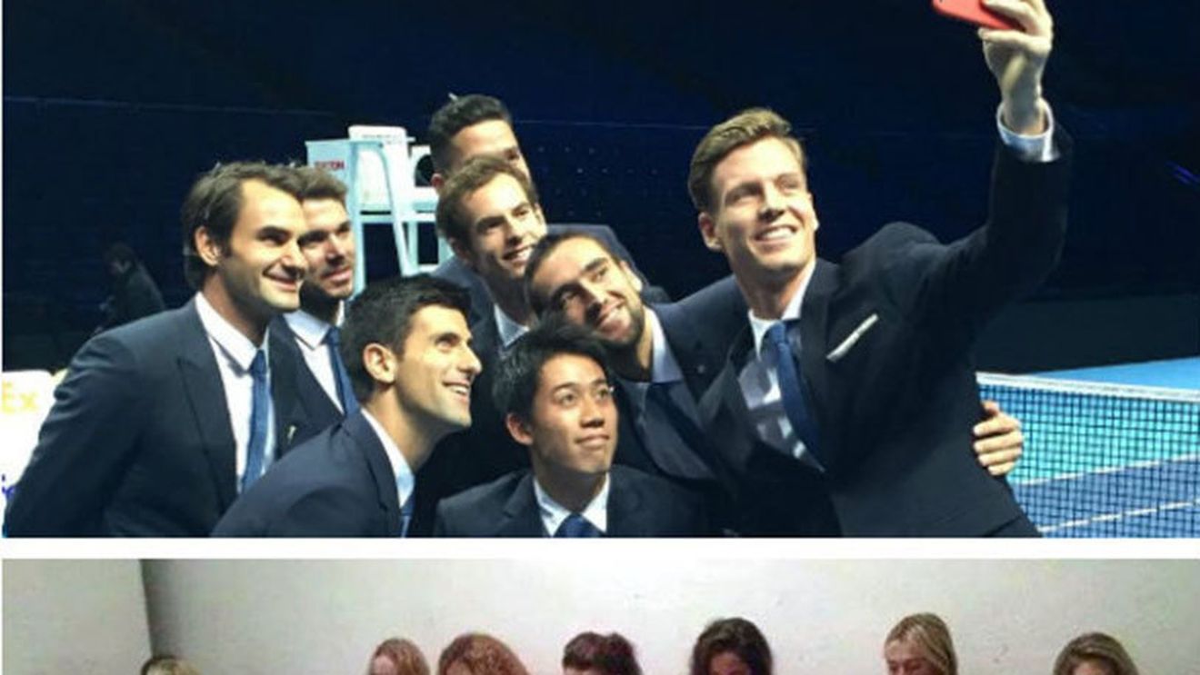 O imagine cât o mie de cuvinte: încă o dovadă că atmosfera diferă în circuitele ATP și WTA. Fetele butonau telefoanele la Singapore, băieții se-ntrec în selfie-uri la Londra