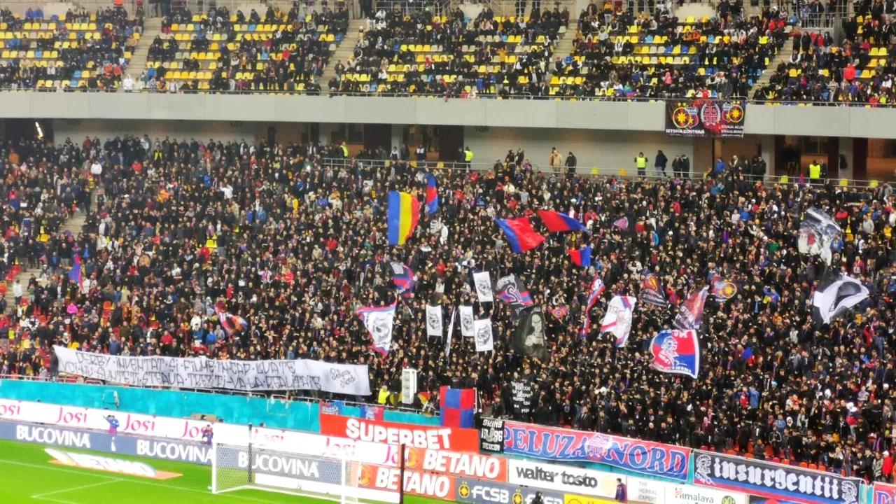Războiul CSA Steaua - FCSB a continuat pe Arena Națională! Mesaj direct pentru ultrașii Armatei chiar în meciul cu Farul: „Treziți-vă la realitate!” | FOTO