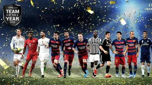 OFICIAL | UEFA a anunțat echipa anului 2015! Din atac nu lipsesc cei trei finaliști ai Balonului de Aur. Suma colosală la care este evaluată formația și jucătorul de clasă care n-a avut loc