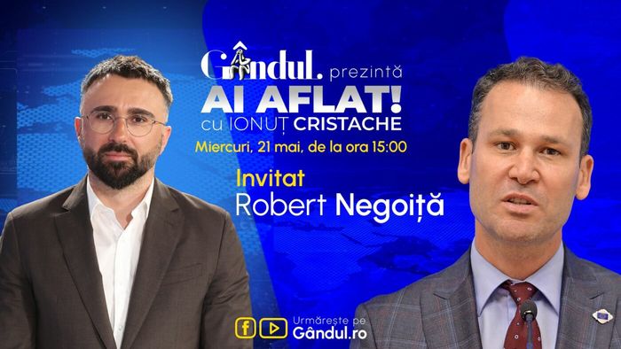 „Ai Aflat! cu Ionuț Cristache” începe miercuri, 21 mai, de la ora 15.00, live pe Gândul. Invitat: Robert Negoiță