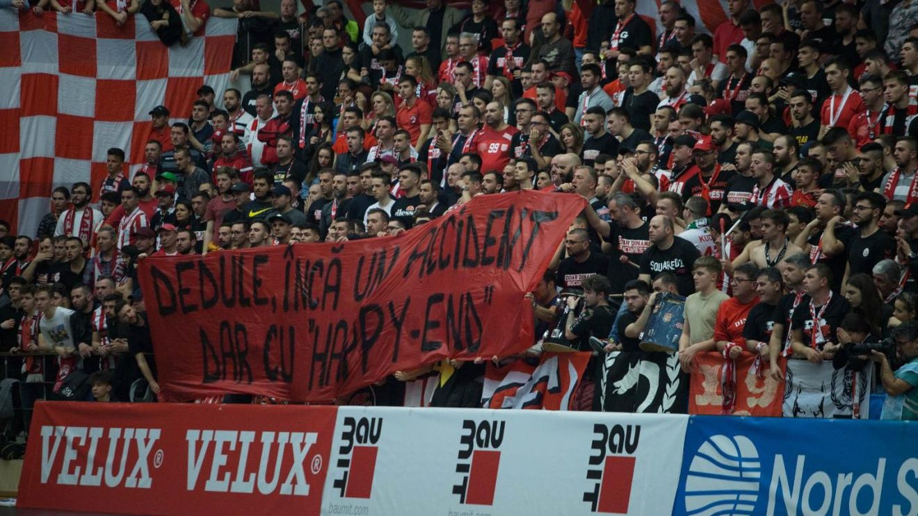 Galeria lui Dinamo, mesaje împotriva șefului FRH: "Dedule, încă un accident, dar cu happy-end!" Ce bannere au afișat la victoria incredibilă cu Sporting | FOTO