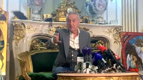 Fază genială la palat! Gigi Becali a dat cu telefonul de pământ la conferința în care l-a anunțat pe Nicolae Dică la FCSB: „Stai așa puțin!” | VIDEO