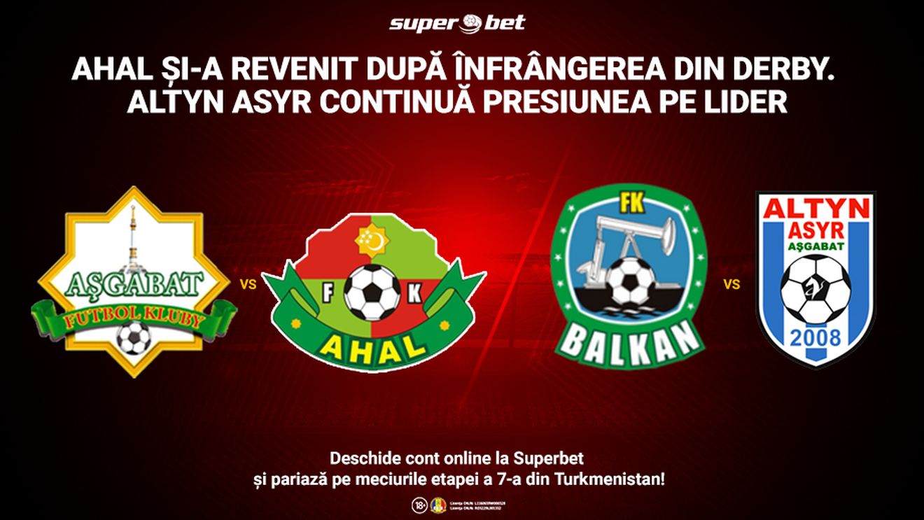 Pariază la Superbet pe meciurile etapei a 7-a din Yokary Liga! Se joacă fotbal la foc automat în prima ligă din Turkmenistan