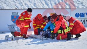FOTO EXCLUSIV** Două concurente s-au accidentat destul de grav la concursul de sărituri cu schiurile! Dana Haralambie a terminat pe 8