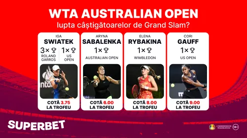 ADVERTORIAL. SuperLuptă pentru primul Grand Slam al anului. Cine dă lovitura la Australian Open?