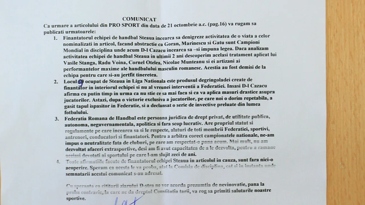 Șefii federației îl dau în judecată pe Cazacu