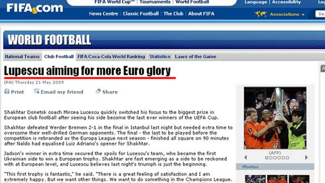 FIFA îl laudă pe...`Il Lupe`!**