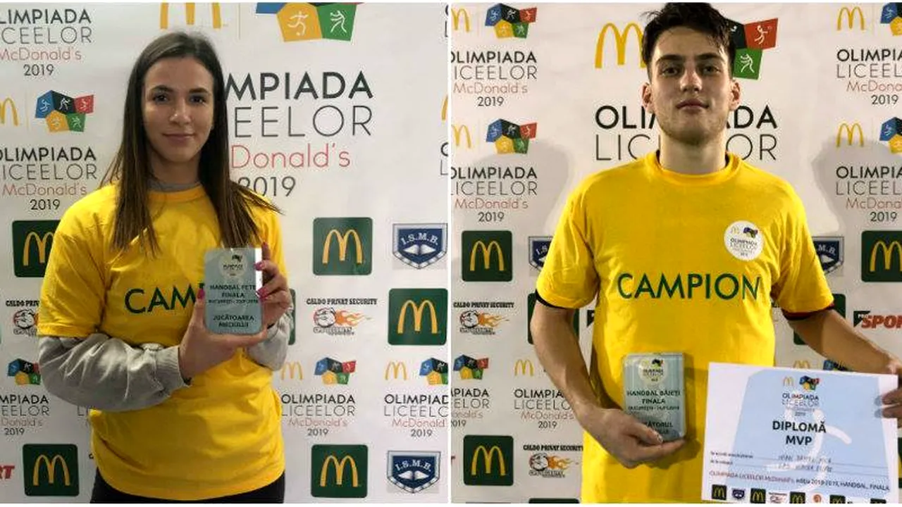 VIDEO | Olimpiada Liceelor McDonald's, ediția 2019, și-a aflat echipele campioane la handbal feminin și masculin. Ștefania Jipa și Mihai Nica, jucătorii de la CSM București, au fost desemnați cei mai buni sportivi din finale