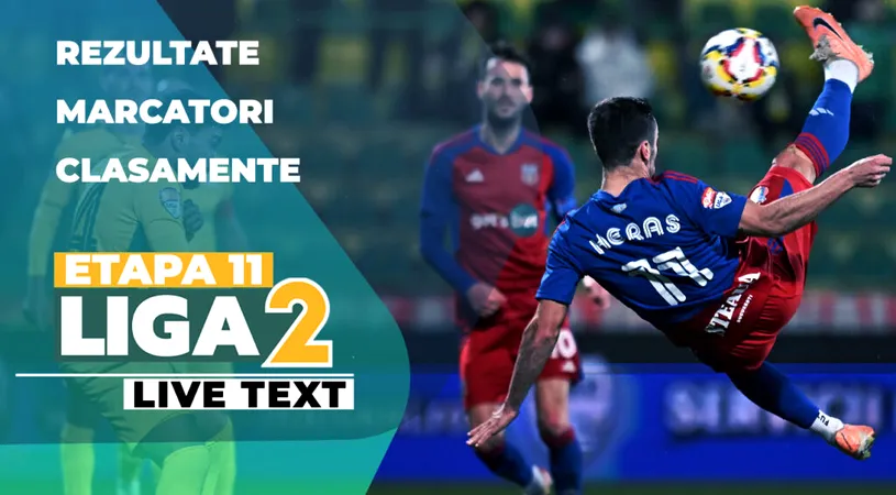 Liga 2, etapa 11 | Steaua a reușit scorul rundei, Metaloglobus și FC Voluntari au ieșit învingătoare din derby-urile zilei. Trei partide s-au încheiat fără gol