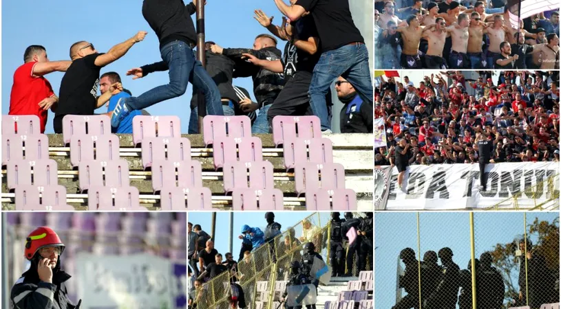 Incidente în Derby-ul Vestului!** Fanii arădeni au ieșit din peluză și s-au îndreptat spre suporterii bănățeni: un spectator a fost bătut, forțele de ordine au folosit gaze lacrimogene
