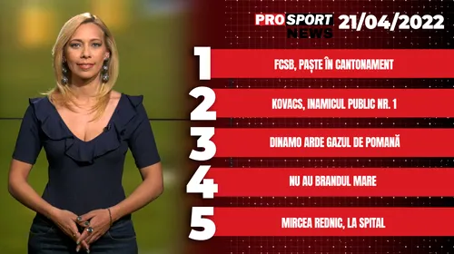 ProSport News | FCSB, Paște în cantonament, în timp ce Istvan Kovacs a devenit inamicul public numărul 1! Cele mai importante știri ale zilei | VIDEO
