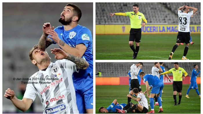 FOTO | Dovada că arbitrul a influențat calificarea echipei Viitorul Pandurii în semifinalele Cupei României. A greșit evident la faza care a decis meciul, dar trebuia să acorde o eliminare și la 1-0 pentru ”U” Cluj. Analiza lui Ion Crăciunescu