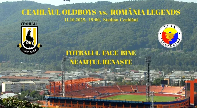 Legendele Ceahlăului și mai mulți foști tricolori revin pe teren, pentru un meci caritabil. Vor fi strânse fonduri pentru sinistrații din Borca și Fărcașa