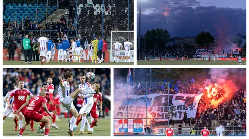 FOTO | Imagini cu atmosfera incendiară de la Galați, unde Dinamo a stricat sărbătoarea promovării. Cristian Sîrghi e convins că SC Oțelul va urca în prima ligă și a explicat motivul eșecului