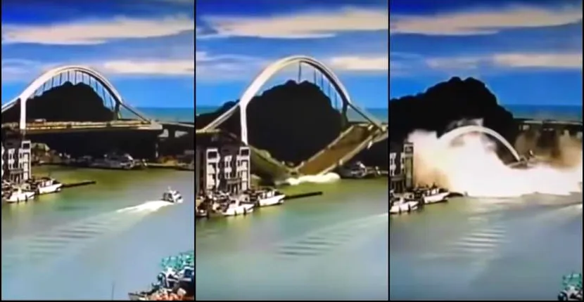 Momentul șocant în care un pod uriaș se prăbușește după ce trece un camion - VIDEO