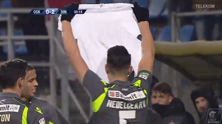 Ionuț Nedelcearu a ținut să-i enerveze pe fanii maghiari ai lui Sepsi. FOTO | Tricoul arătat de fundaș, după ce a marcat pentru 2-0